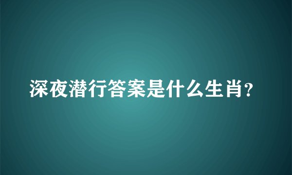 深夜潜行答案是什么生肖？