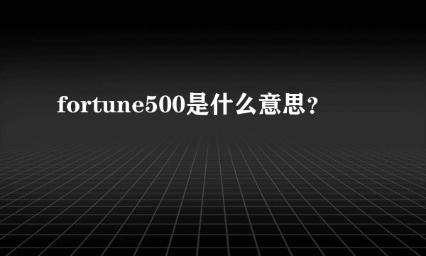 fortune500是什么意思？