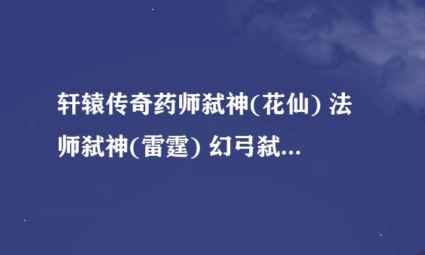 轩辕传奇药师弑神(花仙) 法师弑神(雷霆) 幻弓弑神(风魅)