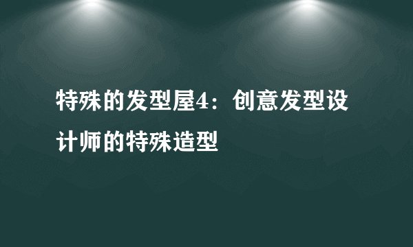特殊的发型屋4：创意发型设计师的特殊造型