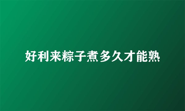 好利来粽子煮多久才能熟