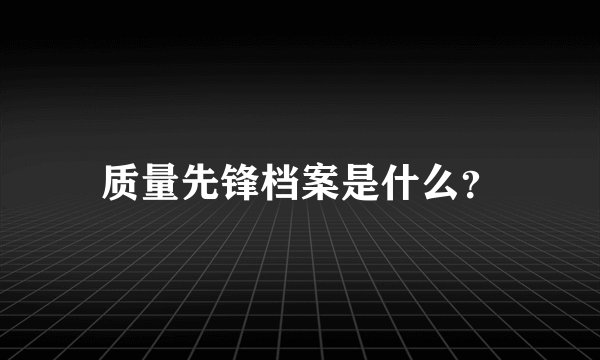 质量先锋档案是什么？