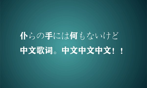 仆らの手には何もないけど 中文歌词。中文中文中文！！