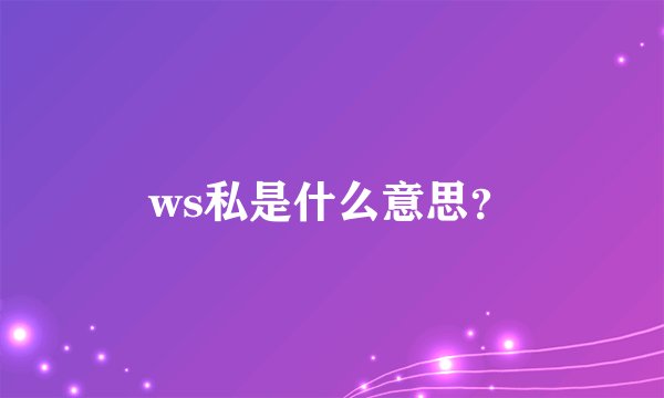 ws私是什么意思？