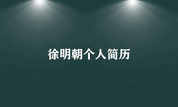 徐明朝个人简历