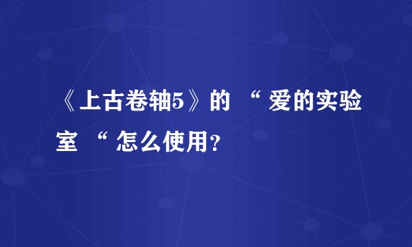 《上古卷轴5》的 “ 爱的实验室 “ 怎么使用？