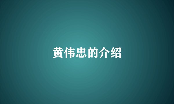黄伟忠的介绍
