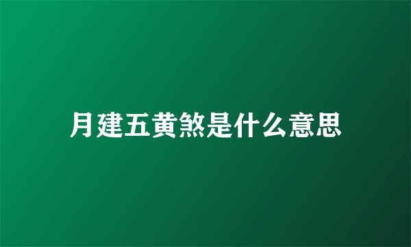 月建五黄煞是什么意思