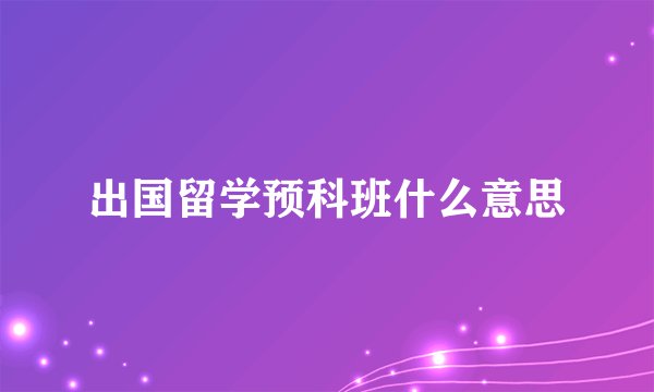 出国留学预科班什么意思