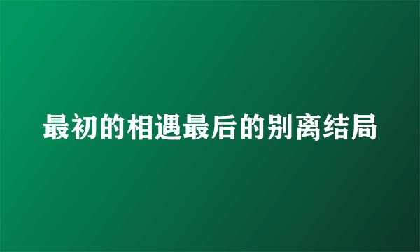 最初的相遇最后的别离结局