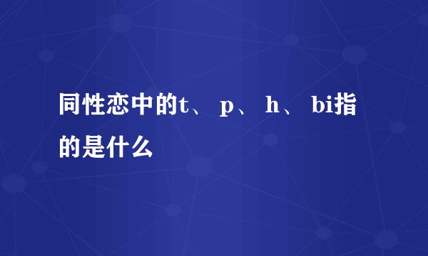 同性恋中的t、 p、 h、 bi指的是什么