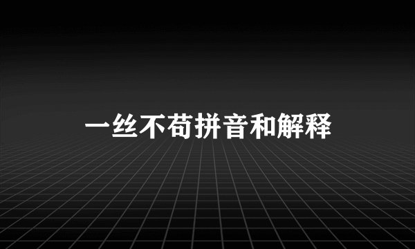 一丝不苟拼音和解释