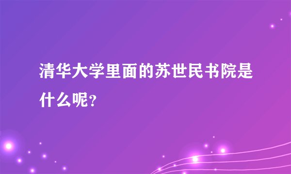 清华大学里面的苏世民书院是什么呢？