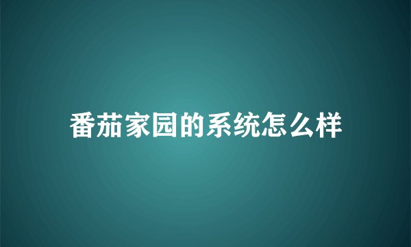 番茄家园的系统怎么样