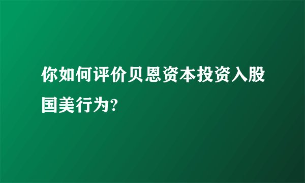 你如何评价贝恩资本投资入股国美行为?