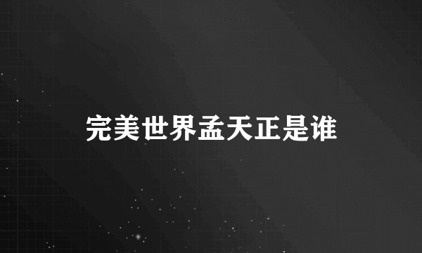 完美世界孟天正是谁
