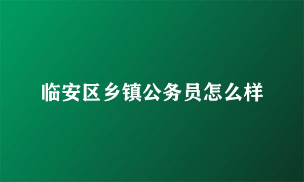 临安区乡镇公务员怎么样