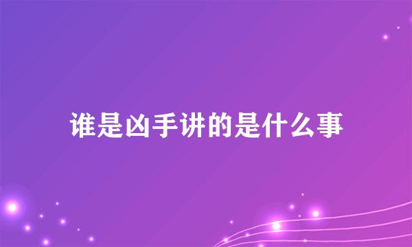 谁是凶手讲的是什么事