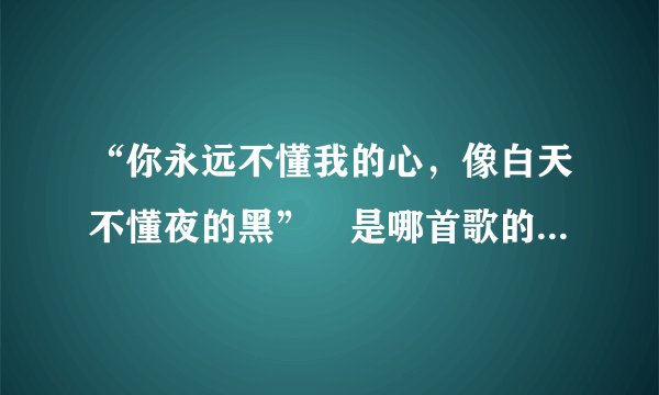 “你永远不懂我的心，像白天不懂夜的黑” 是哪首歌的歌词，谢谢
