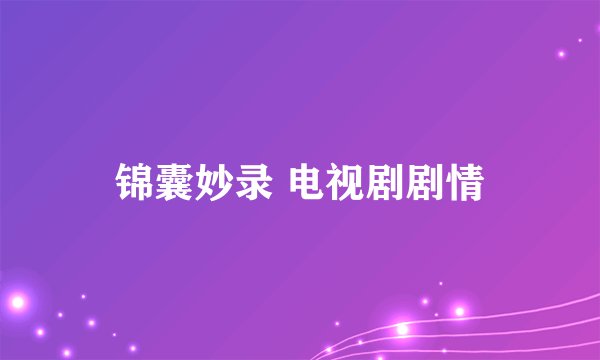 锦囊妙录 电视剧剧情