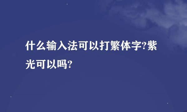 什么输入法可以打繁体字?紫光可以吗?