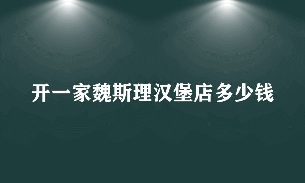 开一家魏斯理汉堡店多少钱