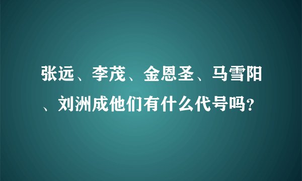 张远、李茂、金恩圣、马雪阳、刘洲成他们有什么代号吗？