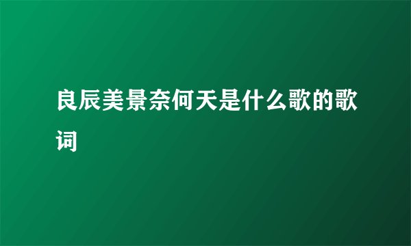 良辰美景奈何天是什么歌的歌词
