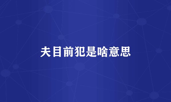 夫目前犯是啥意思