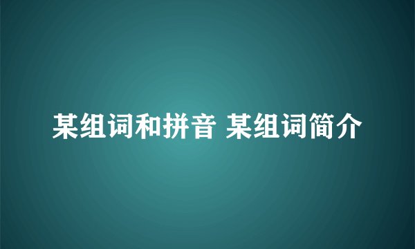 某组词和拼音 某组词简介