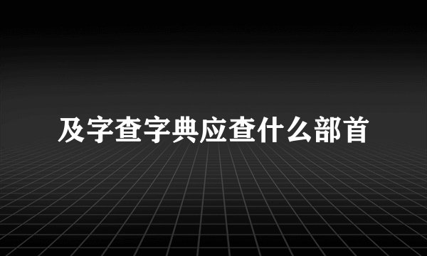 及字查字典应查什么部首