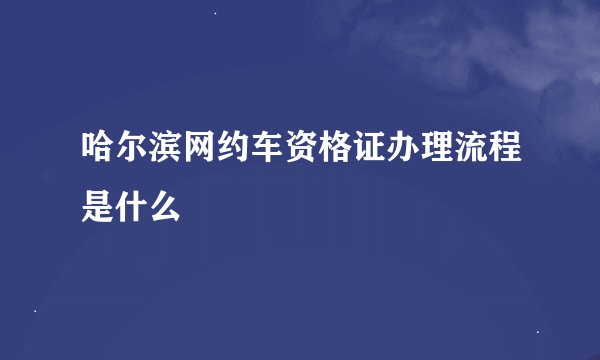 哈尔滨网约车资格证办理流程是什么