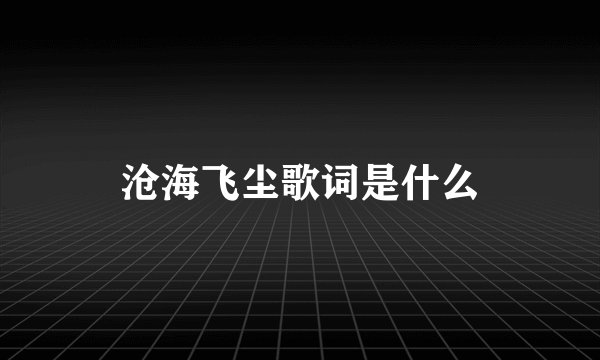 沧海飞尘歌词是什么