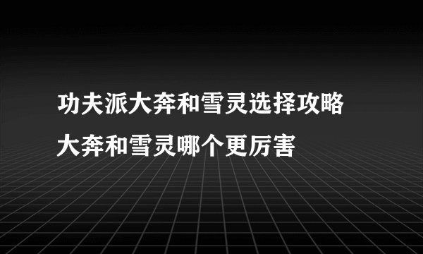 功夫派大奔和雪灵选择攻略 大奔和雪灵哪个更厉害