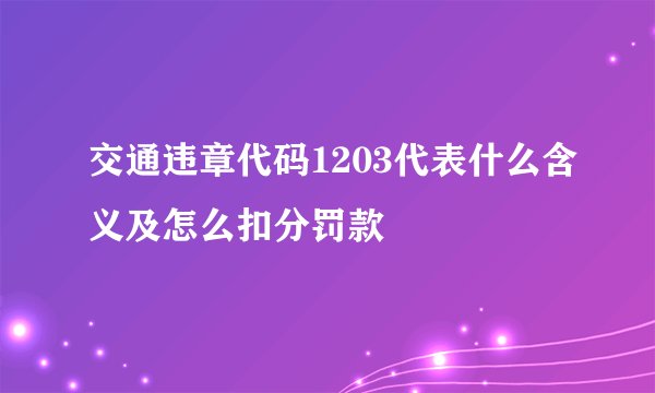 交通违章代码1203代表什么含义及怎么扣分罚款