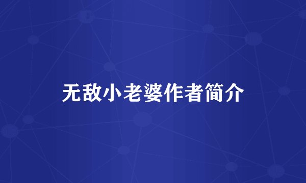无敌小老婆作者简介