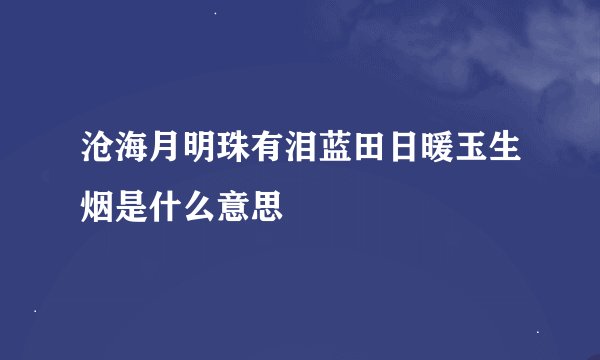 沧海月明珠有泪蓝田日暖玉生烟是什么意思