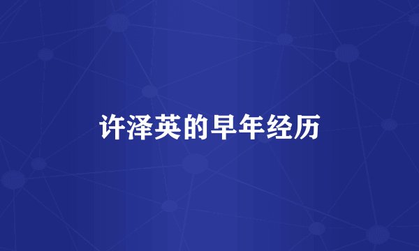 许泽英的早年经历