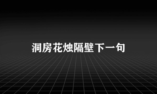 洞房花烛隔壁下一句