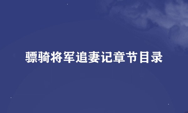 骠骑将军追妻记章节目录
