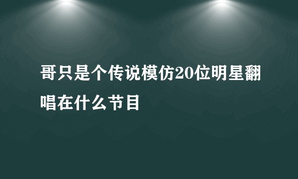 哥只是个传说模仿20位明星翻唱在什么节目