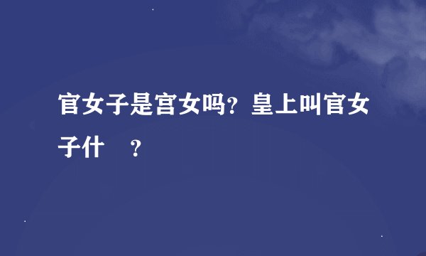 官女子是宫女吗？皇上叫官女子什麼？