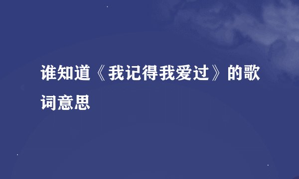 谁知道《我记得我爱过》的歌词意思