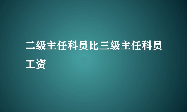 二级主任科员比三级主任科员工资