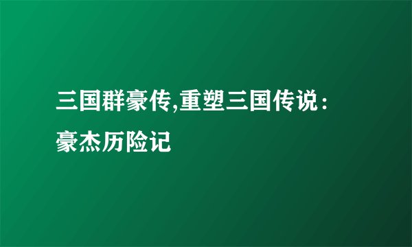 三国群豪传,重塑三国传说：豪杰历险记