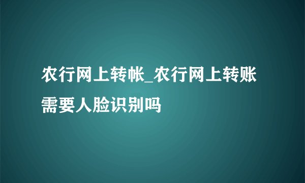 农行网上转帐_农行网上转账需要人脸识别吗
