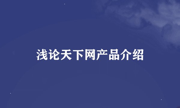 浅论天下网产品介绍