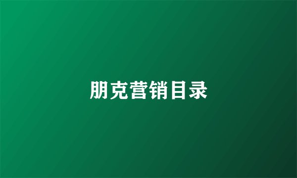 朋克营销目录