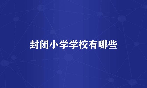 封闭小学学校有哪些