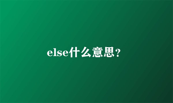 else什么意思？